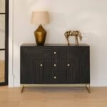 Rayna 2 Door 3 Drawer Large Sideboard - Jet Black - Image 2
