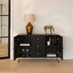 Rayna 2 Door 3 Drawer Large Sideboard - Jet Black - Image 3