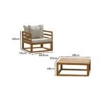 Rowan 2 Garden Armchairs with Coffee Table Set - Grey - Image 7