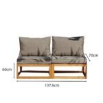 Rowan 2 Seater Wooden Garden Armless Sofa - Grey - Image 5