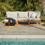 Rowan 3 Seater Wooden Garden Sofa & Footstool - Image 3