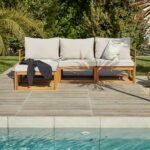 Rowan 3 Seater Wooden Garden Sofa & Footstool