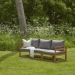 Rowan 3 Seater Wooden Garden Sofa Set with Footstool - Image 9