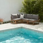 Outlet - Rowan 4 Seater Wooden Garden Corner Sofa - Grey