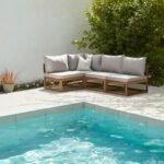 Rowan 4 Seater Wooden Garden Corner Sofa - Natural