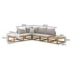 Rowan 5 Seater Wooden Garden Chaise Corner Sofa Set with Coffee Table - Natural - Image 9