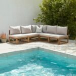 Rowan 5 Seater Wooden Garden Corner Sofa - Natural