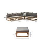 Rowan 7 Seater Wooden Garden Chaise Corner Sofa Set - Grey - Image 7