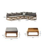 Rowan 7 Seater Wooden Garden Corner Sofa Set - Grey - Image 9