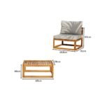 Rowan Wooden Garden 2 Chairs & Coffee Table Set - Natural - Image 6