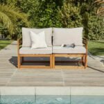 Rowan Wooden Garden 2 Seater Sofa - Natural