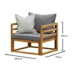 Outlet - Rowan Wooden Garden Armchair - Grey - Image 5