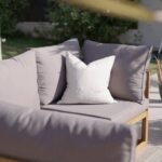 Rowan 6 Seater Wooden Garden Corner Sofa Set with Coffee Table - Grey - Image 5