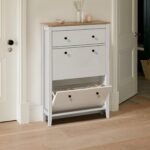 Sandhurst Shoe Cabinet - 3 Door - White & Oak Effect - Image 2