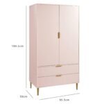Set-Gloria Bedside Table - 3 Drawer Chest - Tallboy & Wardrobe - Blush Pink - Image 20