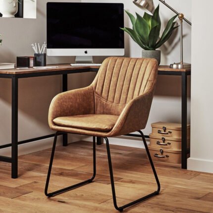 Sheffield Office Faux Leather Chair - Tan with Black Legs