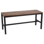 Sheffield Rich Oak Dining Table Set - 4 Seater - 1 Sheffield Bench & 2 Stools - Matte Black Legs - Image 10