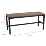 Sheffield Rich Oak Dining Table Set - 4 Seater - 1 Sheffield Bench & 2 Stools - Matte Black Legs - Image 13
