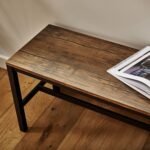 Sheffield Rich Oak Dining Table Set - 4 Seater - 1 Sheffield Bench & 2 Stools - Matte Black Legs - Image 8