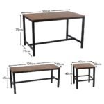 Sheffield Rich Oak Dining Table Set - 6 Seater - 1 Sheffield Bench & 4 Stools - Matte Black Legs - Image 15