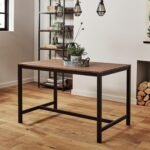 Sheffield Rich Oak Dining Table Set - 6 Seater - 1 Sheffield Bench & 4 Stools - Matte Black Legs - Image 3