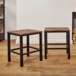 Sheffield Rich Oak Dining Table Set - 6 Seater - 1 Sheffield Bench & 4 Stools - Matte Black Legs - Image 5