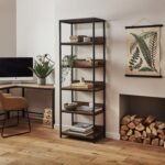 Sheffield Wooden Tall Bookcase - Black Metal Frame - Image 3