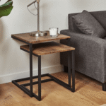 Sheffield Wooden Nest of Tables - Black Metal Frame