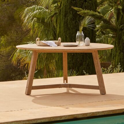 Shiro Wooden Round Garden Dining Table - 160cm