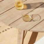 Shiro 6 Seater Round Wooden Garden Dining Set with Saffron Dining Chairs - Black/Beige - Image 8