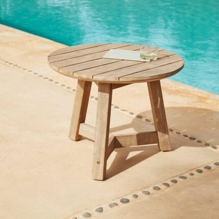 Shiro Wooden Round Garden Side Table