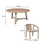 Shiro 6 Seater Wooden Round Garden Dining Table with 6 Shiro Chairs - 160cm - Image 12