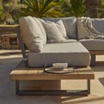 Shiva Garden Corner Sofa Set with Grey Lean Over Parasol - Stone - Image 4