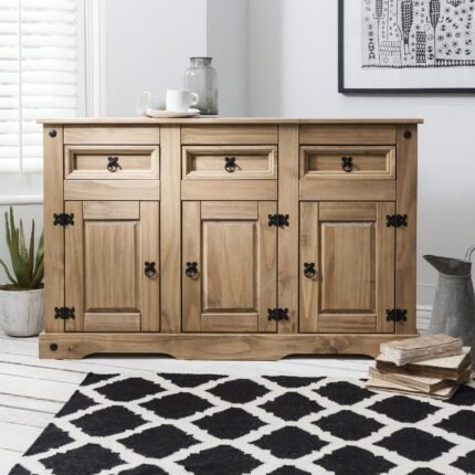 Sideboard - 3 Drawers 3 Doors - Solid Pine