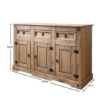 Sideboard - 3 Drawers 3 Doors - Solid Pine - Image 9
