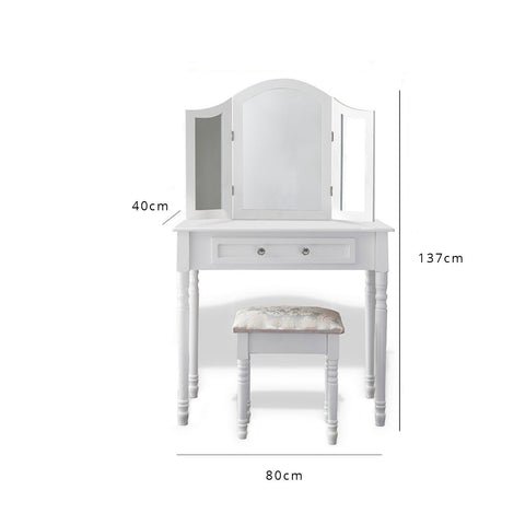 Sienna White Dressing Table with Mirror & Stool 1 Sienna Dressing Table, Stool & Mirror Set - White Painted - Laura James
