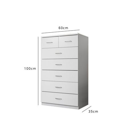 Outlet - Essie 2 Over 5 Drawer Chest White