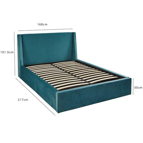 Outlet - Otto King Size Ottoman Bed - Teal Blue 1 Teal velvet king size ottoman bed frame - Laura James
