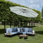 Thea Garden Corner Sofa Set with Cream Parasol