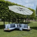 Thea Garden Corner Sofa Set with Cream Parasol - Image 4