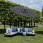 Thea Garden Corner Sofa Set with Grey Parasol - Image 5