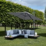 Thea Garden Corner Sofa Set with Grey LED Premium Parasol - Image 4