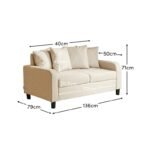 Tracy 2 Seater Sofa - Oatmeal with Black Legs - Image 8