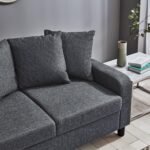 Tracy 2 Seater Sofa - Grey Linen with Black Legs - Image 5