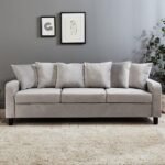 Tracy 3 Seater Sofa - Grey Velvet with Black Legs