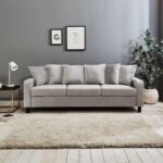 Tracy 3 Seater Sofa - Grey Velvet with Black Legs - Image 3