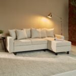 Tracy Corner Sofa - Oatmeal Linen with Black Legs - Image 2