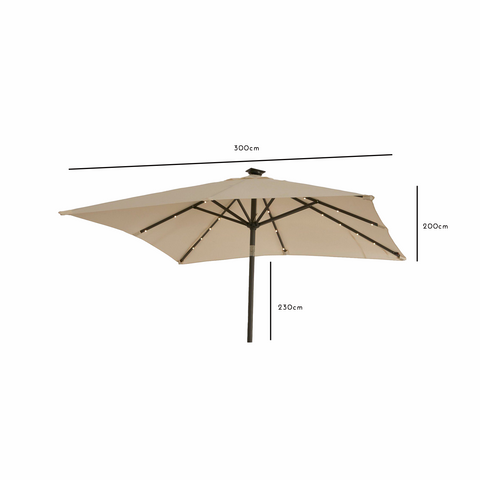 Ashby 6 Seater Wooden Garden Dining Set & Cream LED Premium Parasol - 150cm 3 Ashby 6 Seater Wooden Dining Set and Premium LED Cream Parasol - 150cm - Laura James