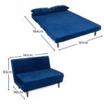 Outlet - Una Double Sofa Bed - Navy Blue - Sprung Construction - Image 12