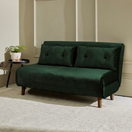 Una 2 Seater Double Sofa Bed - Green Velvet